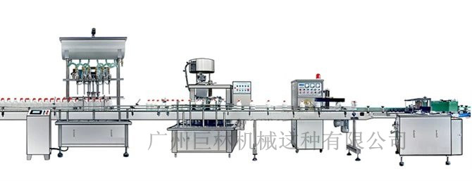 直列式裝機(jī)、自動(dòng)鎖蓋機(jī)、鋁箔封口、糨糊貼標(biāo)灌裝線 